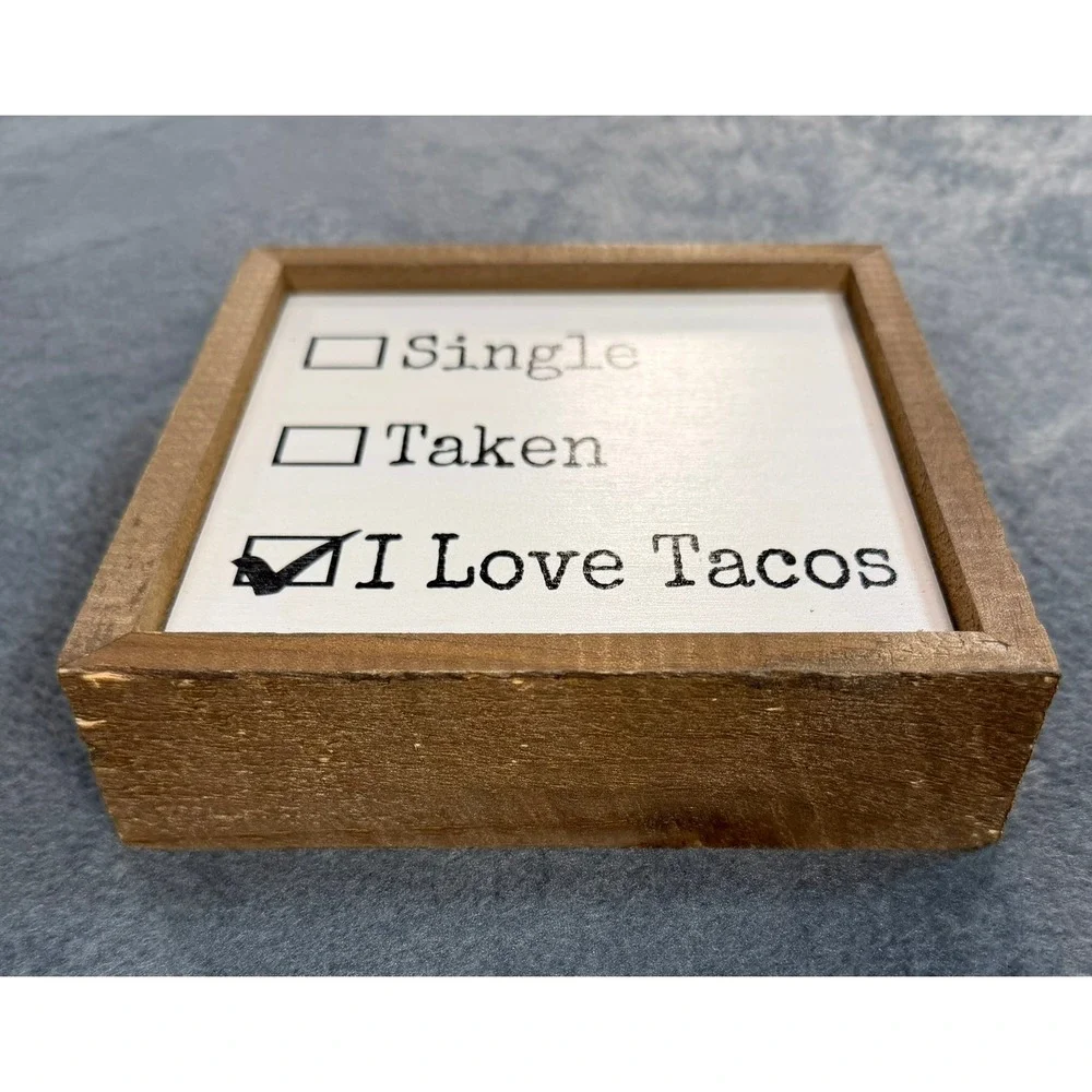 Driftless Studios I Love Tacos Wooden Box Sign Handmade Rustic Home Decor 6x6